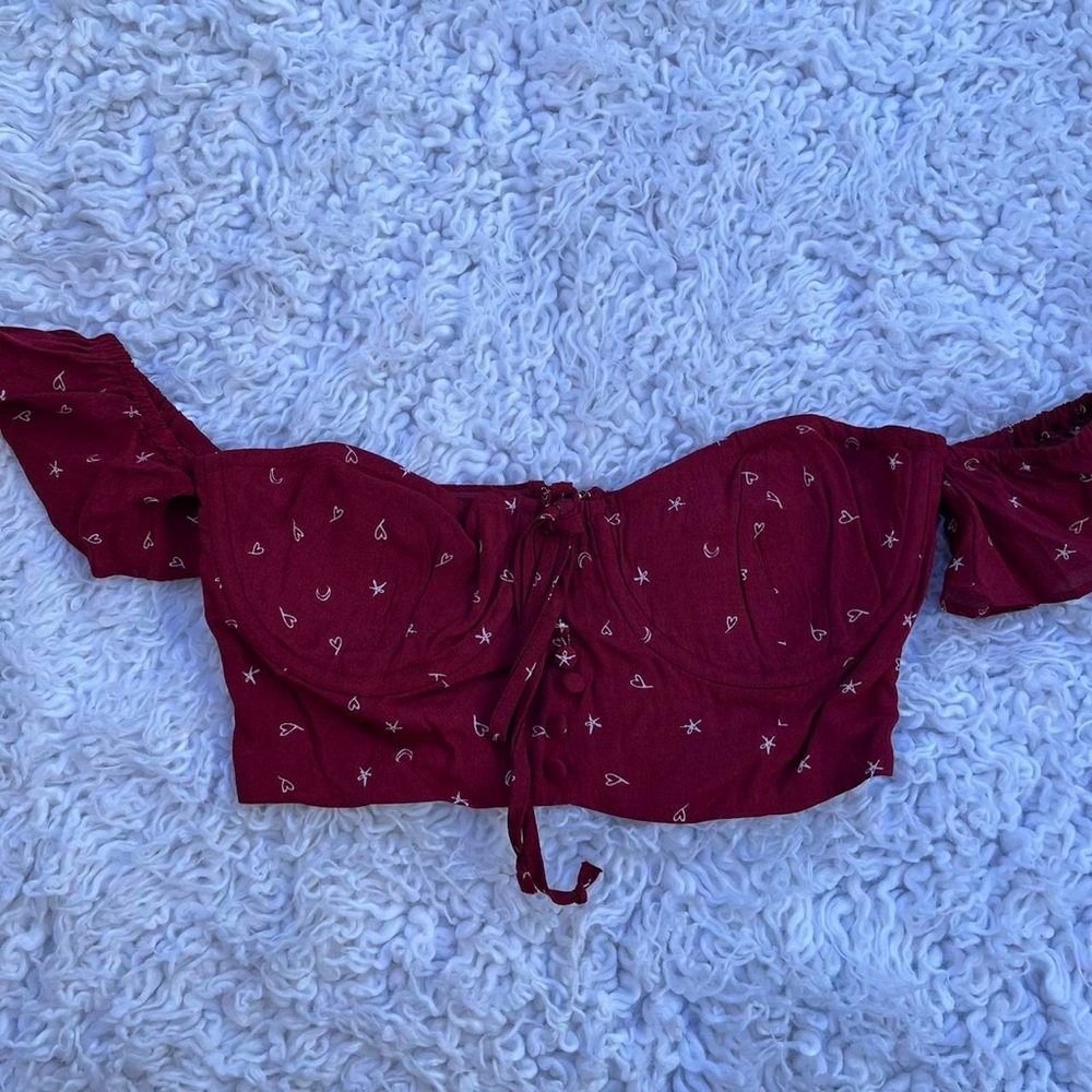 For love and lemons x jasmine bustier corset like eyelet top in red
